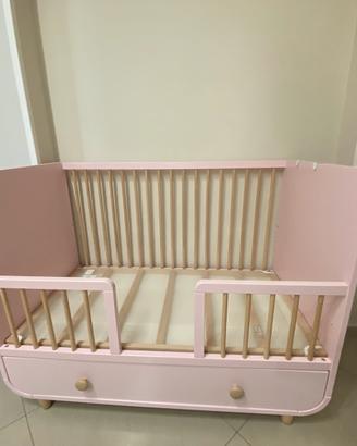 Culla lettino con cassetto Rosa + materasso