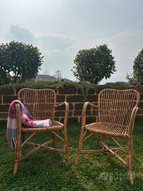 Coppia poltrone vintage in rattan Domenico Fantone