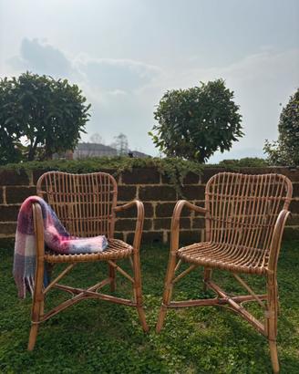 Coppia poltrone vintage in rattan Domenico Fantone