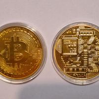 2 Monete Bitcoin BTC stile oro gold 2 pezzi Crypto