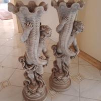 Coppia Vasi Sculture a rilievo Angioletti Puttini