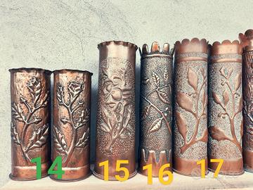 coppia 14 bossoli trench art prima guerra 