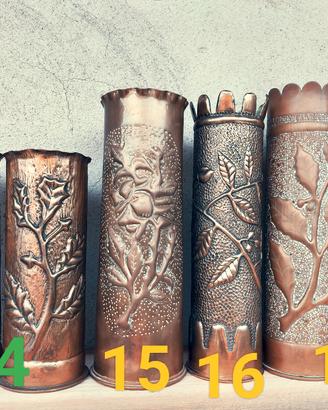 coppia 14 bossoli trench art prima guerra 