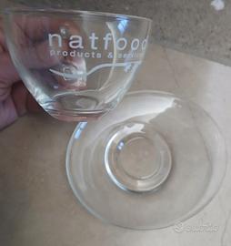 Coppia Tazze Grandi in Vetro Natfood con Piattini 