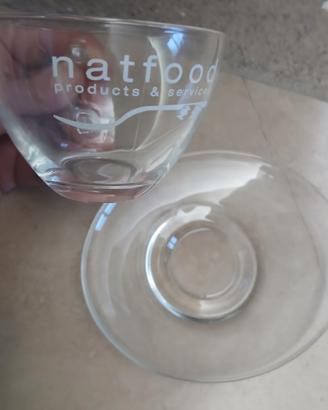 Coppia Tazze Grandi in Vetro Natfood con Piattini 