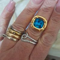 anello pietra blu acciaio 