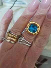 anello pietra blu acciaio 