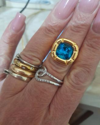 anello pietra blu acciaio 