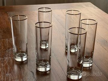 Bicchieri tumbler alti vintage bordo oro
