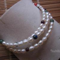 Bracciale Perle+ Pietre Dure-3 Giri