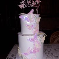 Torta finta per bambini tema farfalle 