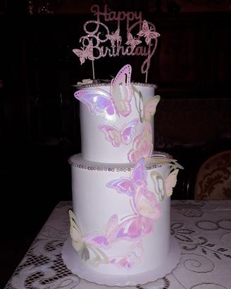 Torta finta per bambini tema farfalle 