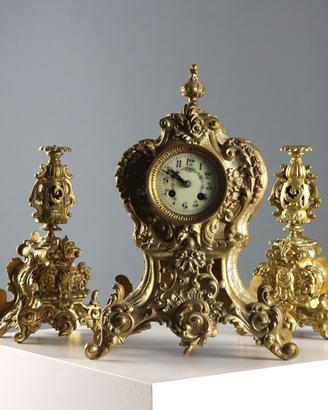 Trittico Orologio in Bronzo Dorato - Fine '800