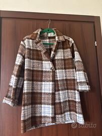 Cappotto a quadri marrone e baige taglia unica