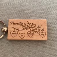 Portachiavi in legno inciso a laser – Famiglia