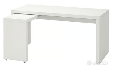 Scrivania con piano estraibile, bianco, 151x65 cm