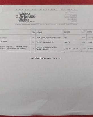 Libri scolastici 1a classe artistico