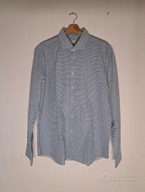 Camicia fantasia blu e bianca