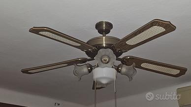 Un ventilatore da soffitto con luci