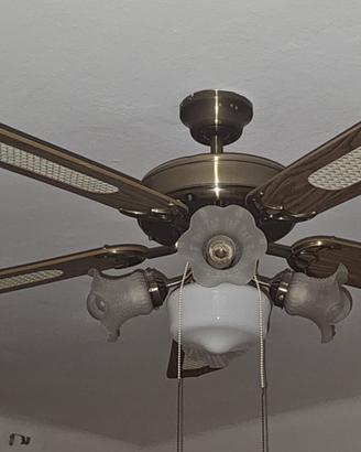 Un ventilatore da soffitto con luci