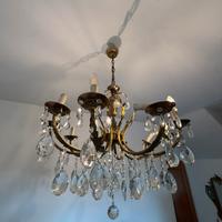 Lampadario ottone e cristallo