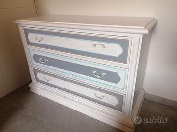 Cassettiera shabby chic in tamburato con comodini