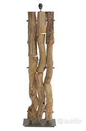 Lampada da terra in legno e paralume ovale