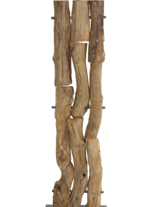 Lampada da terra in legno e paralume ovale