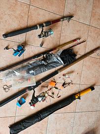 canne da pesca e retino