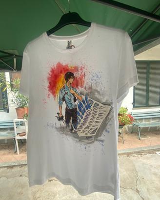 T-Shirt Capitano Levi AttackONTitan DipintaAMano