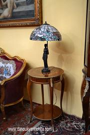 Tavolino etagere intarsiato stile Napoleone III