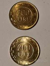 2 monete da lire 200 Italiane 