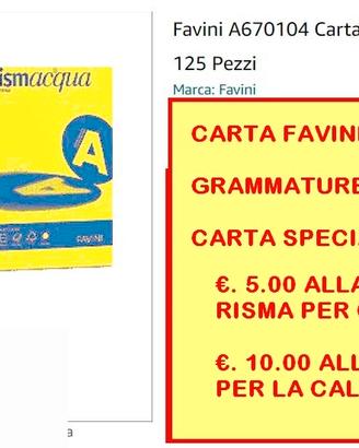 Carta bianca - colorata favini RIBASSATO A 5 EURO