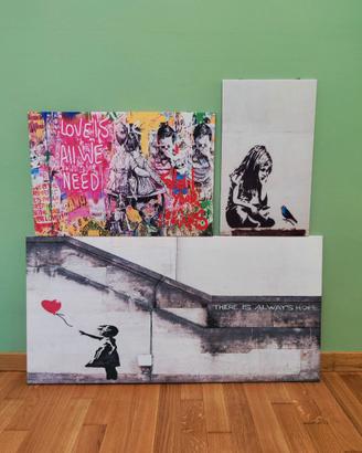 Tris Quadri Banksy stampe su tela (anche singoli)