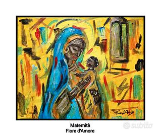dipinto olio su tela Fiore d'Amore Maternità 