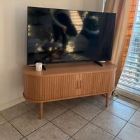 Mobile porta TV in bambù con ante scorrevoli 