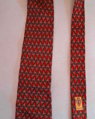 Gucci cravatta marroncino e verde a righe incrocia