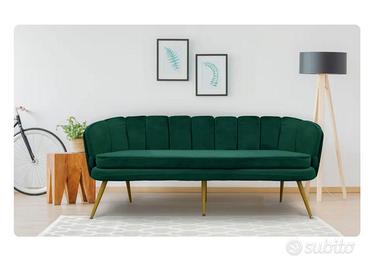 Divano 3 posti velluto verde