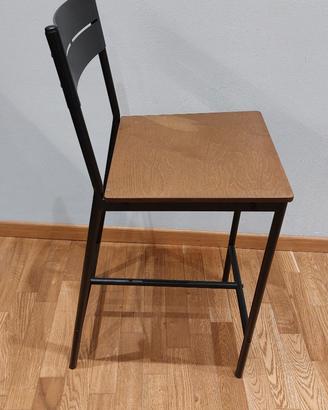 Sgabello alto Ikea legno e ferro nero