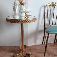 Tavolino impero delfini ottone piano in specchio