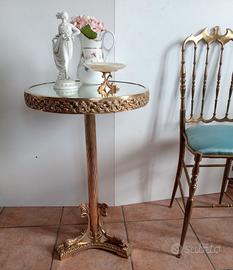 Tavolino impero delfini ottone piano in specchio