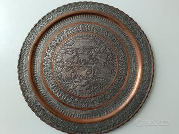Piatto decorativo vintage stile persiano inciso