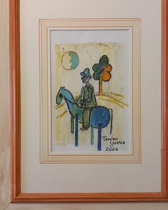 Quadro Tonino Guerra pastello su carta anno 2000