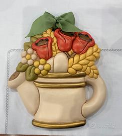 Formella annaffiatoio con tulipani e spighe thun