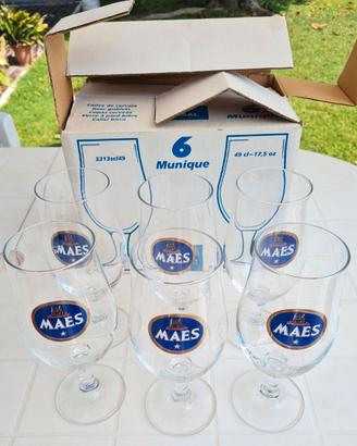 Set 6 bicchieri birra da collezione marca MAES PIL