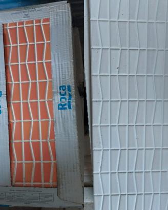 Rivestimento ceramica bianco/arancio mot. geometr