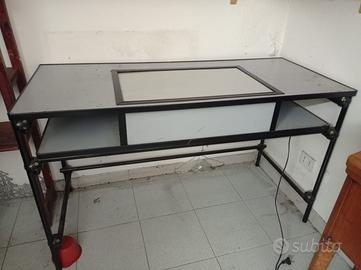 Tavolo da disegno tecnico in ferro battuto