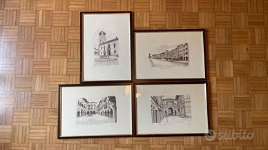 Set 4 Quadri Belluno - Litografie Numerati