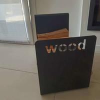 porta legna in acciaio nero Viadurini