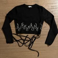 Maglione corto Subdued con fiamme - One Size